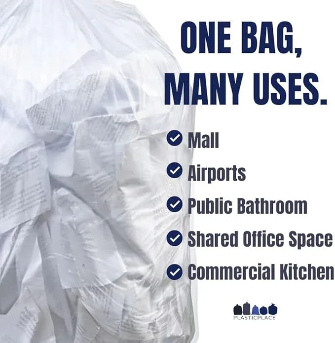 Plasticplace 40-45 Gallon Trash Bags │12 Microns │ Clear High Density Garbage Can Liners │ 40" x 48" (250 Count) - NeatNest