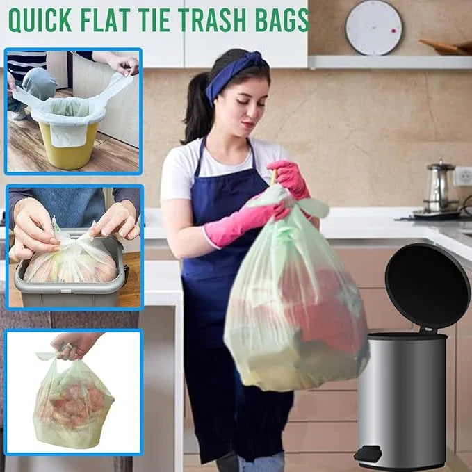 4-6 Gallon Flap Tie Compostable Trash Bags, 304 Count, Compost Bags Kitchen Trash Bags, Sturdy Biodegradable Garbage Bags Food Scrap Waste Bags, ASTM D6400, US BPI Certified - NeatNest