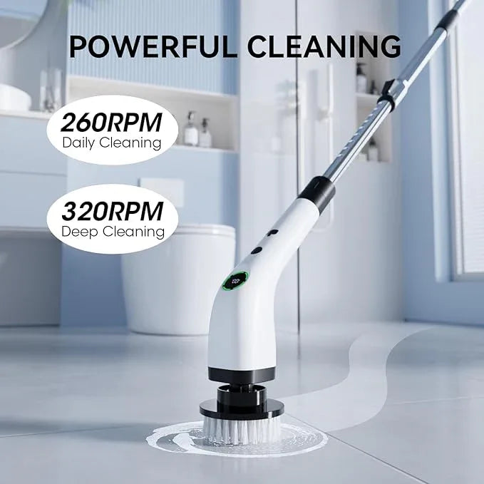 Electric Bathroom Cleaning Brush, Cordless Spin Scrubber Full Body Waterproof IPX7 with Adjustable Handle, 8 Replaceable Brush Heads for Bathtub/Kitchen/Window/Home -SD-CTB01 - NeatNest