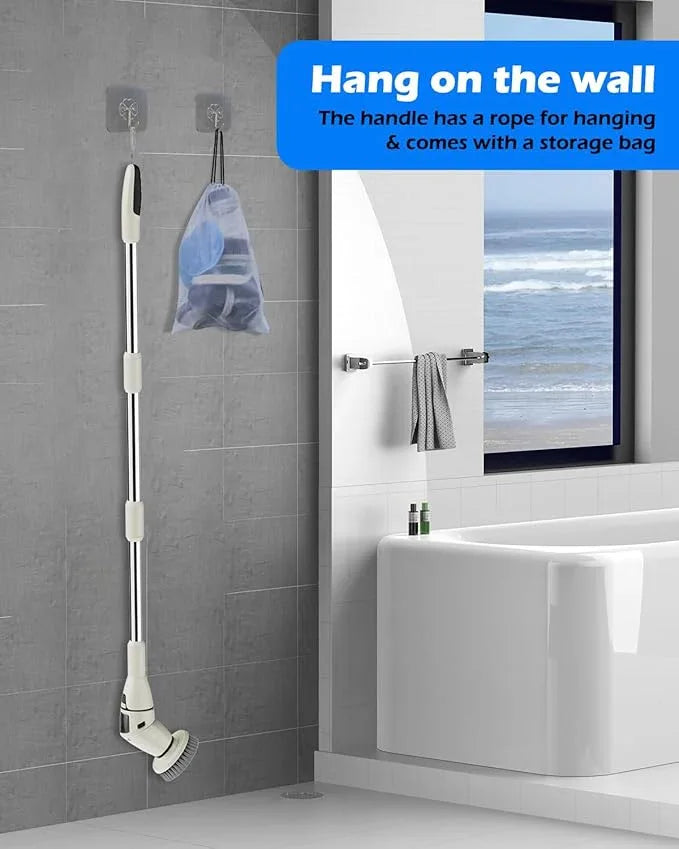 Electric Spin Scrubber Cordless Shower Cleaning Brush with 10 Replaceable Heads Powerful IPX7 Waterproof Bathroom Cleaner 3 Speeds Detachable Long Handle Voice Broadcast for Floor Car Kitchen - NeatNest