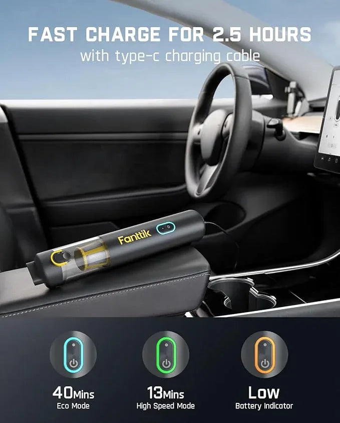 Fanttik Slim V8 APEX Car Vacuum, 4-in-1 Portable Mini Cordless Vacuum with 19000pa Suction Power, Type-C Charge, 2 Suction Modes, Handheld Vacuum for Small Jobs, Car, Office Desk, Keyboards (Gray) - NeatNest