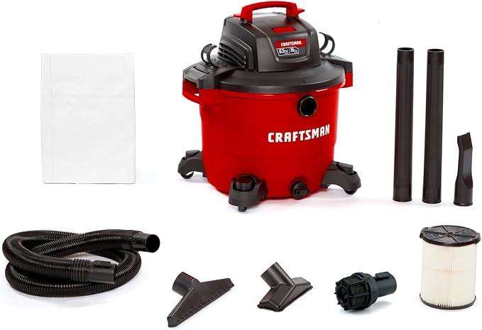CRAFTSMAN CMXEVBE18695 16 Gallon 6.5 Peak HP Wet Dry Vac, Heavy-Duty Shop Vacuum Wet and Dry with Filter, Muffler/Diffuser, Dust Bag, Hose and Attachments for Home Projects & Renovations - NeatNest