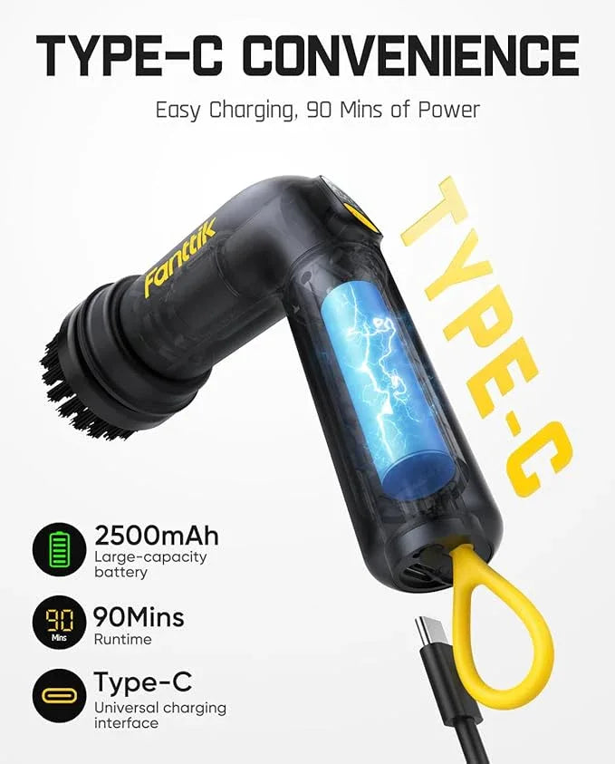Fanttik G9 Handy Cordless Electric Spin Scrubber, MagnaStorm Motor, Dual-Speed, 5 Brush Heads, LED Display, IPX7 Waterproof, 2500mAh with Type-C Charging, for Kitchen, Sink, Tile, Stove - NeatNest