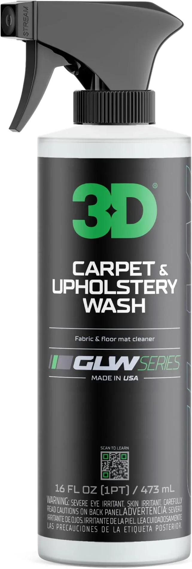 3D Carpet & Upholstery Cleaner, GLW Series | Ultra Powerful Stain Eliminator | Car Carpet, Seats, Floor Mats | Hyper Thick Foam | Fresh Scent | DIY Car Detailing | 16 oz - NeatNest