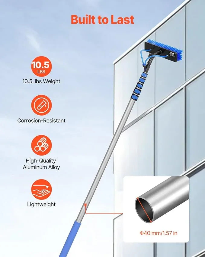 VEVOR Water Fed Pole Kit, 36FT Solar Panel Cleaning Pole with Extendable Handle, 180° Rotatable Brush Head & 65.6FT Hose, Household & Outdoor Window Cleaner Tool for Caravan Solar Panel Deck - NeatNest