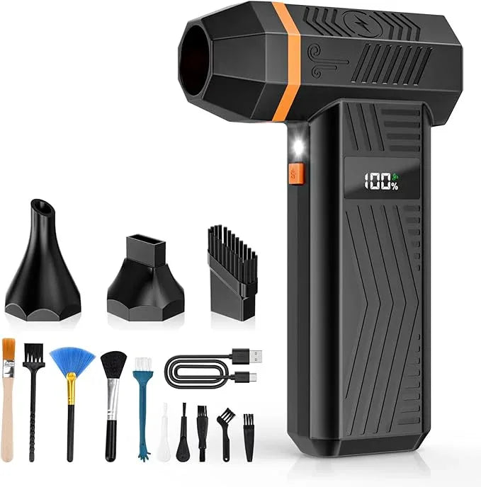 Compressed Air Duster, 180000RPM 4-Gear Adjustable Electric Air Duster with Display Screen & LED Light, Rechargeable Cordless Air Blower for Keyboard/PC/Car - NeatNest