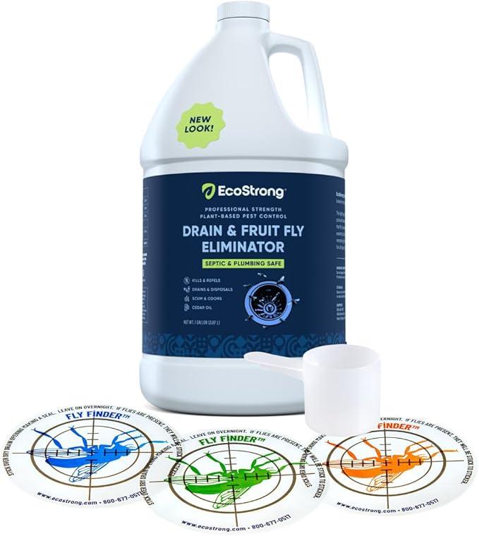 Fruit Fly Drain Treatment | Drain Fly Eliminator | Eliminates Gnats, Sewer Flies and More - Works in All Drains - 128 Fl Oz w Fly Finder - NeatNest