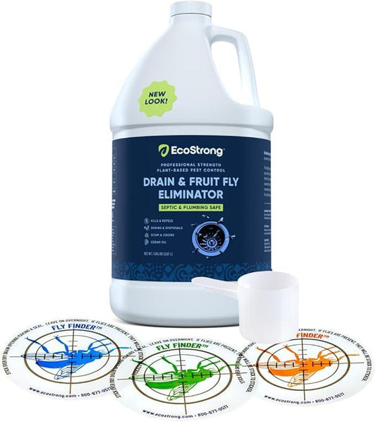 Fruit Fly Drain Treatment | Drain Fly Eliminator | Eliminates Gnats, Sewer Flies and More - Works in All Drains - 128 Fl Oz w Fly Finder - NeatNest