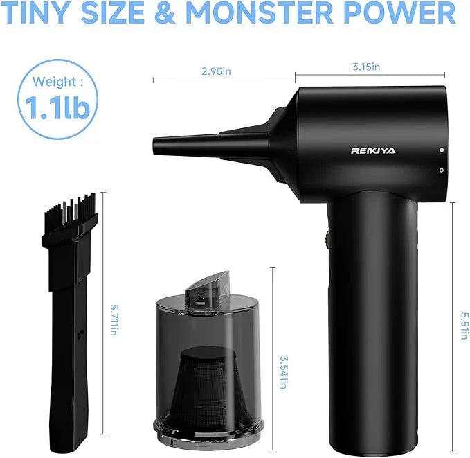 REIKIYA Compressed Air Duster 150000RPM Portable Air Blower for Computer, Keyboard with LED Light, 7800mAh Rechargeable 18000Pa Cordless Portable Vacuum Cleaner for Car Home Office - NeatNest