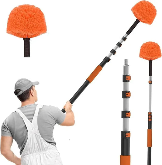 20FT Reach Cobweb Duster with Extension Pole, High Ceiling Long Duster with 3-12FT Telescoping Pole, Spider Web Brush for Indoor Outdoor Use - NeatNest