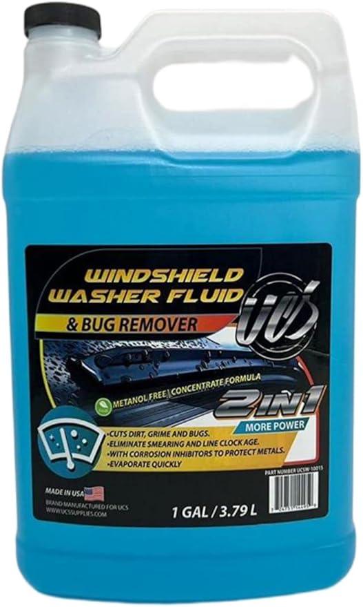 UCS 2-in-1 Windshield Washer Fluid 1 Gallon – Ready to Use, Streak-Free Formula, All-Weather Cleaning Power, Removes Bugs, Dirt & Road Grime – Premium Windshield Cleaner (128 fl oz) - NeatNest