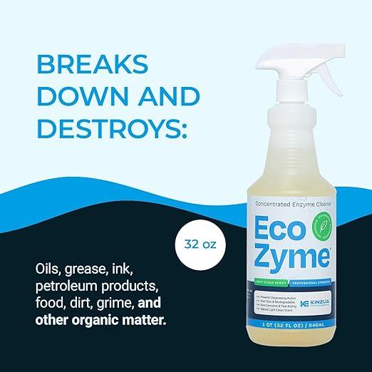 KINZUA ENVIRONMENTAL Eco-Zyme, Enzyme Cleaner Concentrate with Professional Strength, Multipurpose Cleaner Concentrate & Kitchen Degreaser Spray for Floor, Carpet, Concrete, Walls & More, 32 fl oz - NeatNest