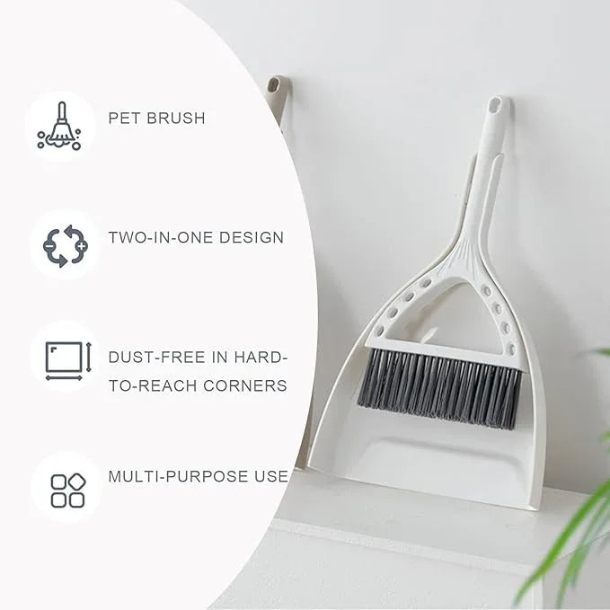 Mini Broom and Dustpan Set Small Dust pan and Brush Set Perfect for Desk Office Camping Dorm RV Essentials (White) - NeatNest