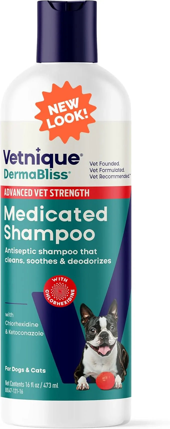 Vetnique Dermabliss Advanced Vet Strength Chlorhexidine for Dogs - Antibacterial Medicated Dog Shampoo - for Skin Infections & Irritation, Hot Spots & Redness Relief (Medicated Shampoo, 16oz) - NeatNest