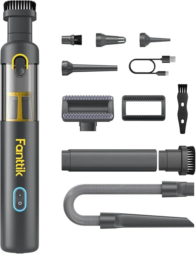 Fanttik Slim V8 APEX Car Vacuum, 4-in-1 Portable Mini Cordless Vacuum with 19000pa Suction Power, Type-C Charge, 2 Suction Modes, Handheld Vacuum for Small Jobs, Car, Office Desk, Keyboards (Gray) - NeatNest