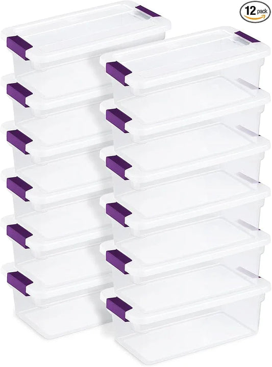 Sterilite 12-Pack 6 Quart ClearView Latch Box, Stackable Organizer Bins with Latching Lids - Clear Plastic Organization Containers for Closet, Bedroom, Shelving Units and Everyday Home Storage - NeatNest
