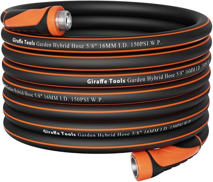Giraffe Tools Garden Hose 100ft x 5/8", Water Hose Heavy Duty, Flexible, Lightweight Hybrid Hose with Swivel Handle, Male to Female Fittings, Burst 600 PSI - NeatNest