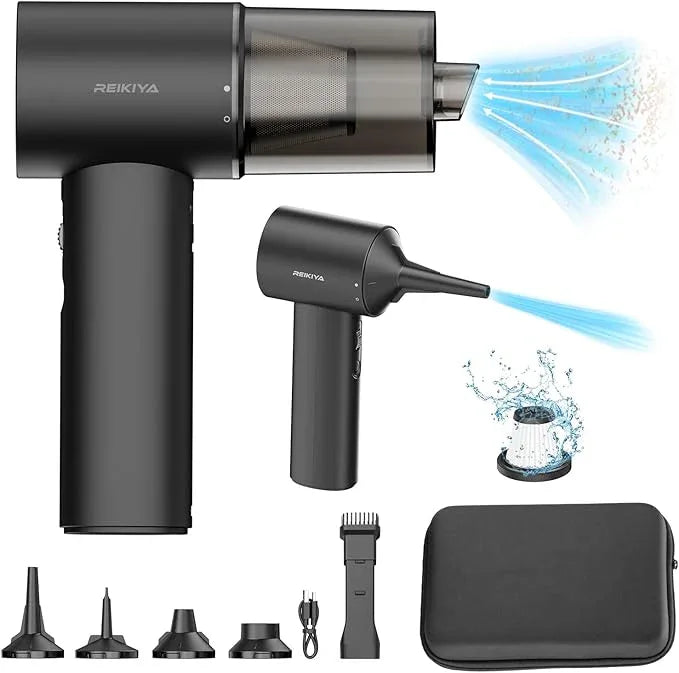 REIKIYA Compressed Air Duster 150000RPM Portable Air Blower for Computer, Keyboard with LED Light, 7800mAh Rechargeable 18000Pa Cordless Portable Vacuum Cleaner for Car Home Office - NeatNest