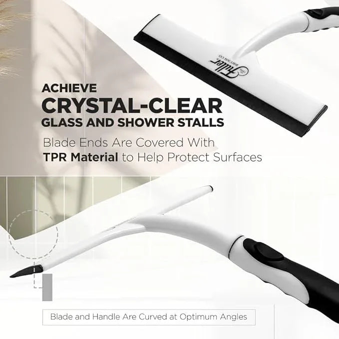 Fuller Brush Easy Grip Handheld Squeegee - for Shower Walls, Doors, Tub Surfaces, Windows, Mirrors & Vehicle Windshields - ThermoPlastic Rubber Blade - Comfort Grip Handle with Built-in Finger Groove - NeatNest