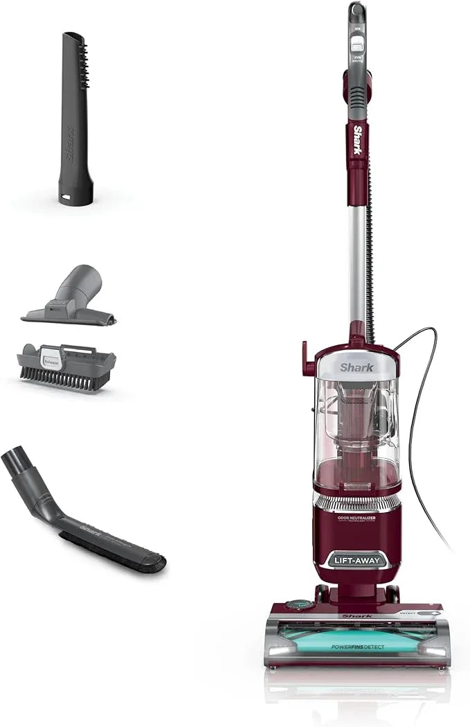 Shark DETECT Lift-Away Corded Upright Vacuum with Detect Technology, Self-Cleaning Brushroll for No Hair Wrap, Anti-Allergen Complete Seal, and Odor Neutralizer Technology, Burgundy, LA492 - NeatNest