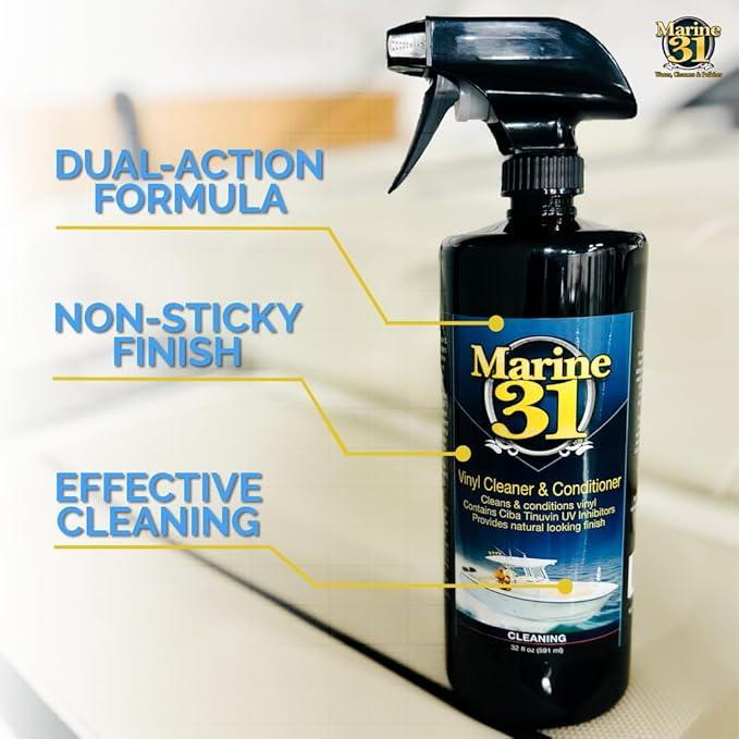 Marine 31 Vinyl Cleaner & Conditioner | Cleans, Protects & Prevents UV Damage | Safe for Boats, Car Interiors & Patio Furniture | No Sticky Residue, Long-Lasting Protection | M31-401 | 32 oz - NeatNest