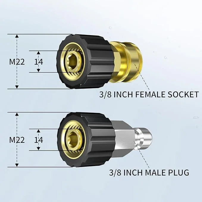 Pressure Washer Hose 125FT, 4200PSI High Tensile Wire Braid Kink Resistant Power Washer Extension Hose, 1/4" Flexible Replacement Hose with M22-14mm Brass Swivel Thread and 3/8 Quick Connect - NeatNest