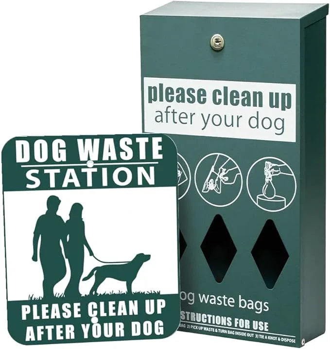 ZERO WASTE USA - Rust Proof Aluminum Dog Waste Station - Free 400 Waste Roll Bags & 25 can Liners - 10-Year Warranty - Over 500k Sold in USA (Green) - NeatNest