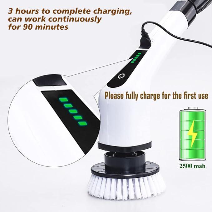 MGLSDeet Electric Spin Scrubber Scrub Brush, Rechargeable Cleaning Brush with 8 in 1 Replaceable Brush Heads, Cordless Power Spin Scrubber 90Mins for Bathroom Shower Bathtub Glass Car - NeatNest