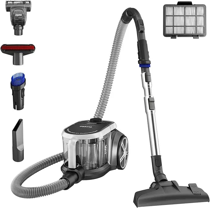 Eureka Bagless Canister Vacuum Cleaner, Lightweight Vac for Carpets and Hard Floors, Silver with Black, NEN180 - NeatNest