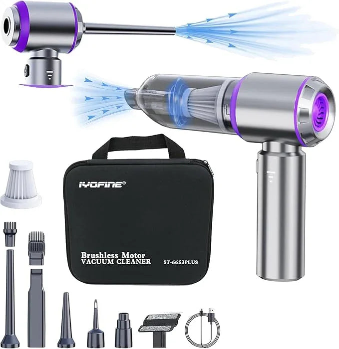 Vacuum/Air Duster 80,000RPM Super Power Mini Car Vacuum Cleaner 4-in-1 air Blower Gun Air Duster & Air Blower & Pump Hand Electric air Duster Handheld dust Blower Blower Cordless (Purple) - NeatNest
