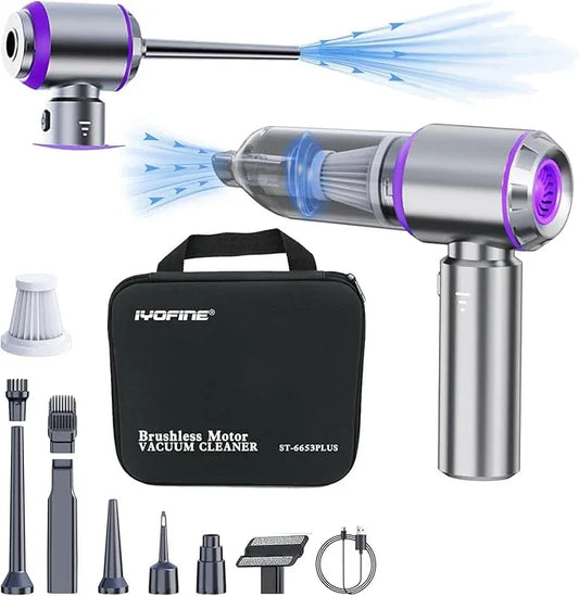 Vacuum/Air Duster 80,000RPM Super Power Mini Car Vacuum Cleaner 4-in-1 air Blower Gun Air Duster & Air Blower & Pump Hand Electric air Duster Handheld dust Blower Blower Cordless (Purple) - NeatNest