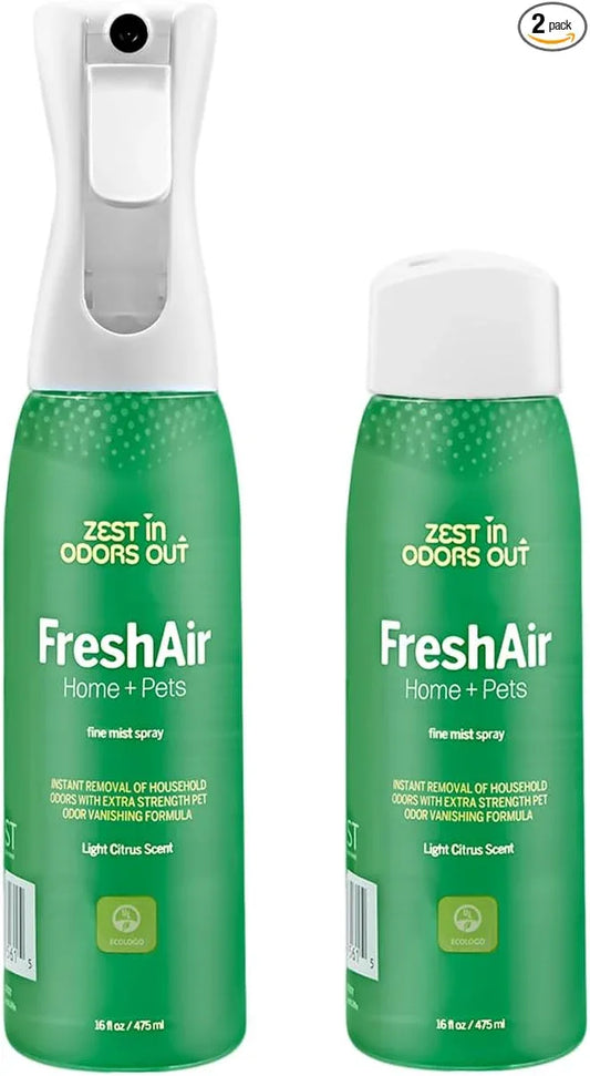 House of Zest FreshAir Home&Pets – Eliminate household odors,from trash,laundry,bathroom/diaper stink,and pet funk.Chemical Free,made with plant-based ingredients, with light citrus scent.2pk 32fl oz - NeatNest