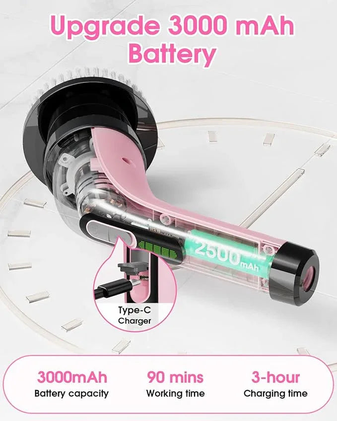 Electric Spin Scrubber for Cleaning Bathroom: Cordless Power Shower Scrubber - Electric Cleaning Brush for Tile Tub - Pink - NeatNest