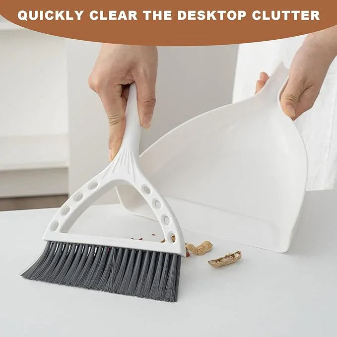 Mini Broom and Dustpan Set Small Dust pan and Brush Set Perfect for Desk Office Camping Dorm RV Essentials (White) - NeatNest