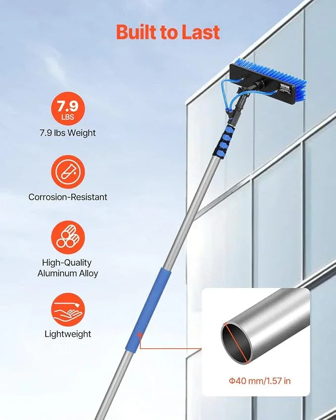 VEVOR Water Fed Pole Kit, 24FT Solar Panel Cleaning Pole with Extendable Handle, 180° Rotatable Brush Head & 65.6FT Hose, Household & Outdoor Window Cleaner Tool for Caravan Solar Panel Deck - NeatNest