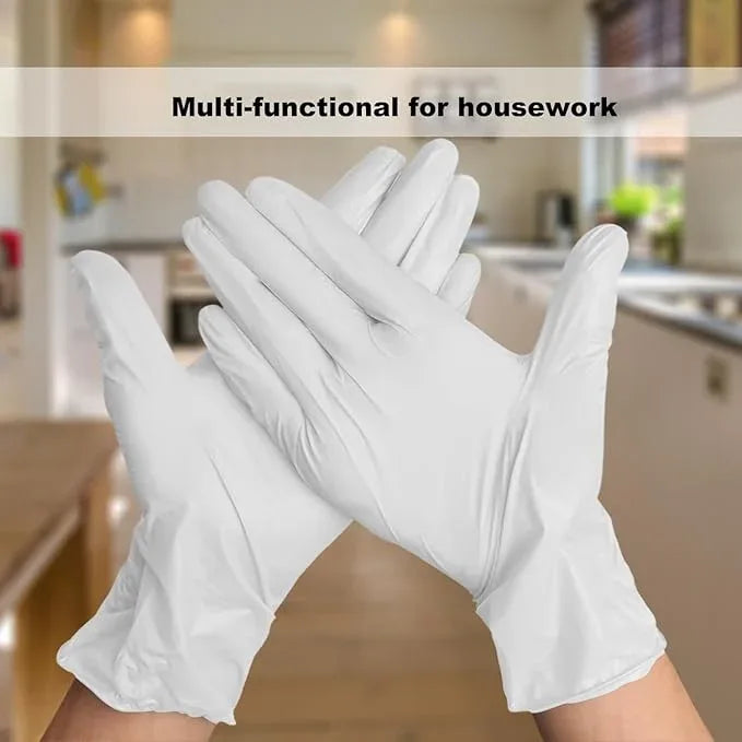 Disposable Gloves Medium, Nitrile and Vinyl Blend Material Gloves, Latex Free, 4 Mil 1000 Pc Food Grade Glove for Cleaning, Food Prep, Hair Dye, Tattoo, White - NeatNest