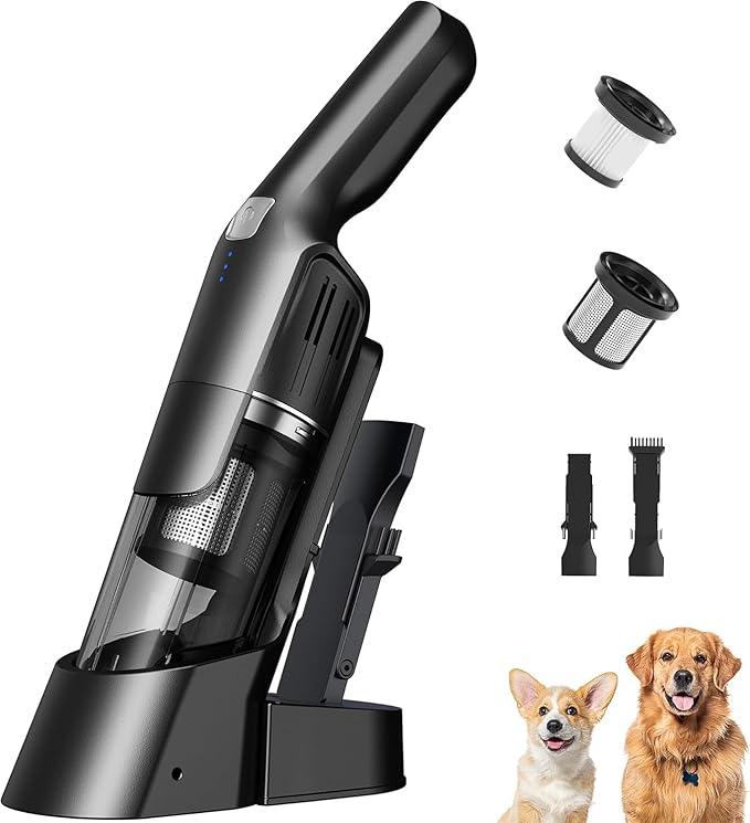Aspiron Cordless Handheld Vacuum, 24KPA Powerful Car Vacuum, 2-Speed, 2 Charging Methods, Wireless Charger, Ergonomic Handle, Portable Rechargeable Vacuum Cleaner for Car, Home, Black Grey - NeatNest