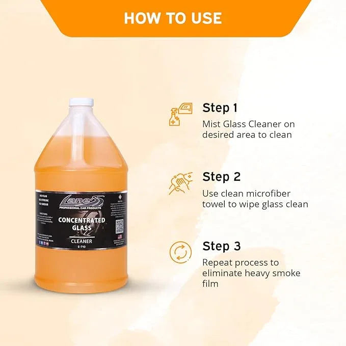 LANE'S Concentrated Auto Glass Cleaner | Tint-Safe Car Windshield, Window Cleaner | Removes Automotive Smoke Film, Fingerprints, & Smudges | Streak-Free, Safe for All Glasses | 128oz - NeatNest