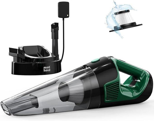 Minthouz Handheld Vacuum Cordless, Strong Suction Car Vacuum Cleaner with LED Light, Long Runtime Hand Vacuum Cordless Rechargeable, Hand Held Vac with Charging Base for Home/Car/Pet/Office - NeatNest