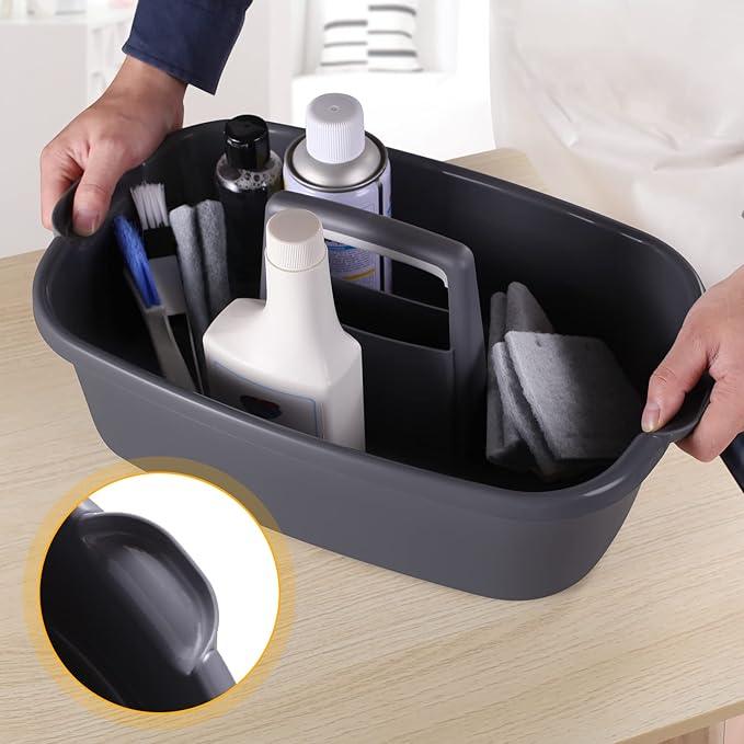 2-Pack Large Gray Cleaning Caddy for Cleaning Supplies with Handle - Portable Plastic Tote Organizer for Shower, Bathroom, Kitchen, Under Sink Storage - NeatNest