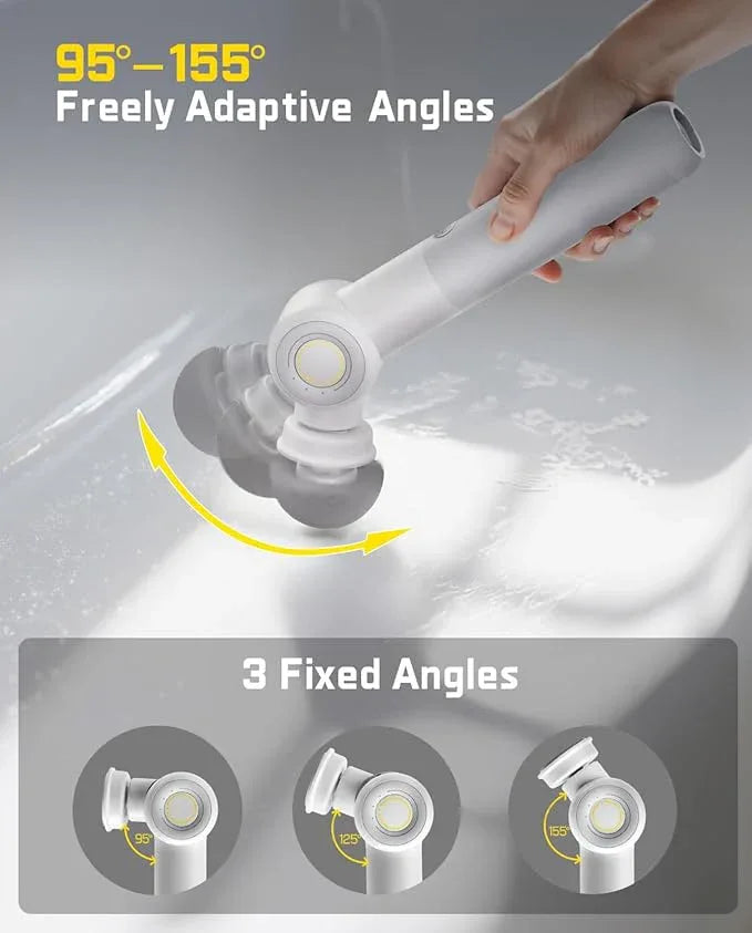 Fanttik Flip G9 Pro Electric Scrubber, VoltiPulse Motor, Dual-Speed Cleaner with 6 Brush Heads, Adjustable Angle & Extendable Handle, IPX7 Waterproof, Type-C Charge for Bathroom, Tile, Grout - White - NeatNest