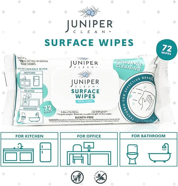 24 Pack Surface Cleaning Wipes Bleach Free, All-Purpose Cleaner for Bathroom, Kitchen, Office, 1728 Count Soft Flow, Fresh Scent, Bleach Free, Lint Free, Durable - NeatNest