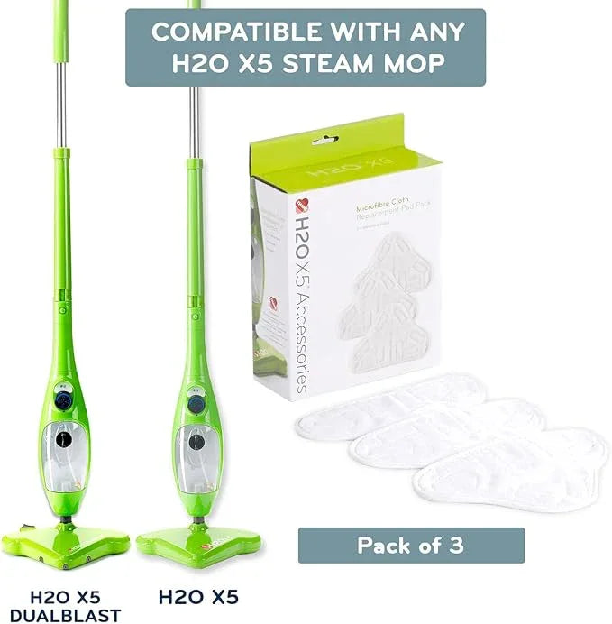 H2O X5 5-in-1 Multi-Purpose Steam Mop, Handheld Steam Cleaner, Adjustable Height, Removable Tank, Large Capacity, Rapid Heat Up, Steam Control, Lightweight, High Pressure with additional 3pk pads - NeatNest
