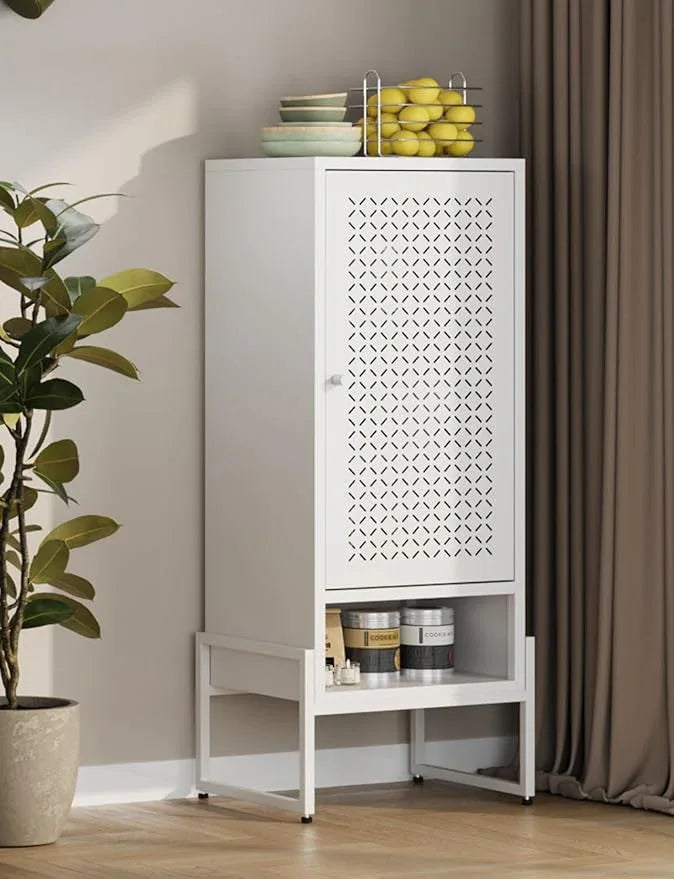 LEYNOT Metal Storage Cabinet with Adjustable Shelves, 42.52" H Freestanding Organizer for Pantry, Kitchen, Bathroom & Laundry Room, Strong & Rust-Resistant, Easy Assembly (White) - NeatNest