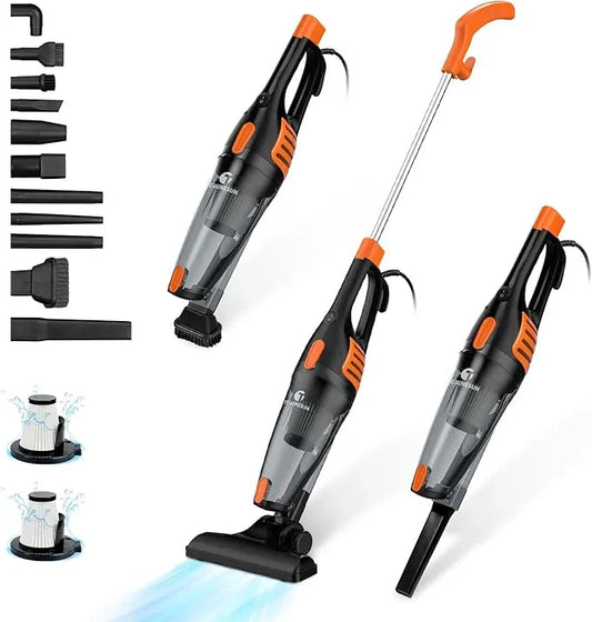 Corded Vacuum Cleaner, 12 in 1 Ultra-Lightweight Vacuum Cleaners for Home 15KPa Powerful Suction Stick Vacuum with Washable HEPA Filter for Home, Car, Pet Hair, Carpet, Hard Floor - NeatNest