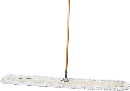 Commercial Dust Mop & Floor Sweeper, 60 in. Dust Mop for Hardwood Floors, Cotton Mop Head, Wooden Broom Handle, Industrial Dry Mop for Floor Cleaning & Janitorial Supplies - NeatNest