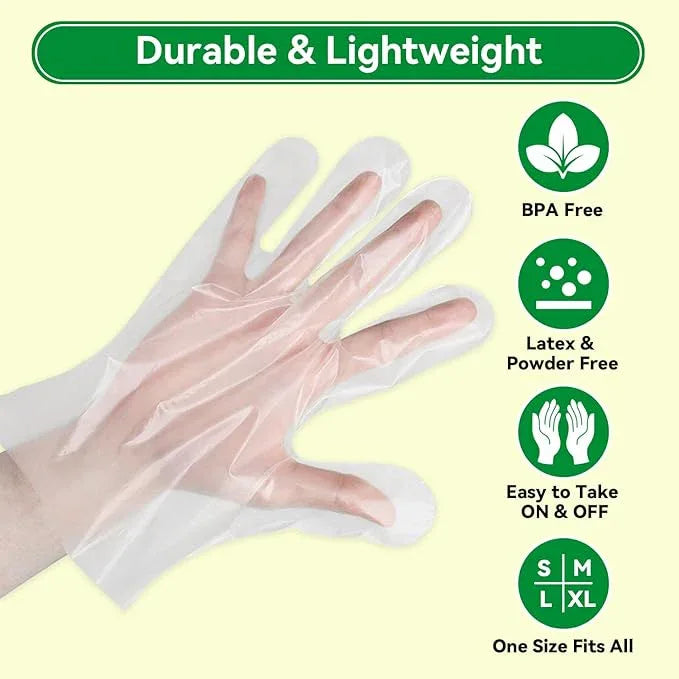 Plastic Gloves Disposable, Latex & Powder Free, Oil-Proof, Thick Clear Gloves Safe for Food Handling, Cooking, Kitchen - NeatNest