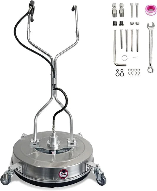30" Pressure Washer Surface Cleaner with 4 Wheels, Stainless Steel Dual Handle Surface Cleaner for Pressure Washer 5200 PSI Attachment for Concrete, Deck, Driveways, Patios, Sidewalks - NeatNest