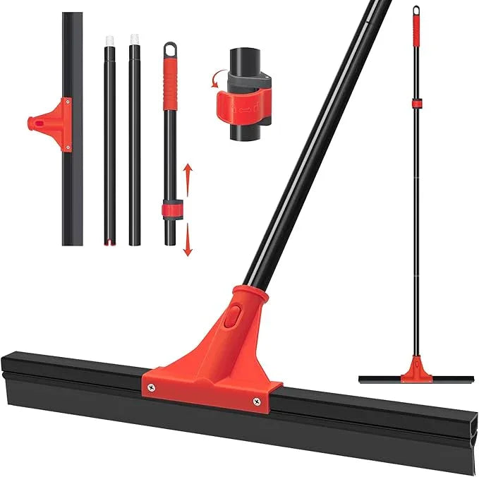 Floor Squeegee with 18'' Silicone Rubber Scraper Head and 58'' Long Adjustable Handle, Heavy Duty Shower Squeegees for Concrete Floor, on Multi-Surface Tile Glass Pool Garage Cleaning - NeatNest