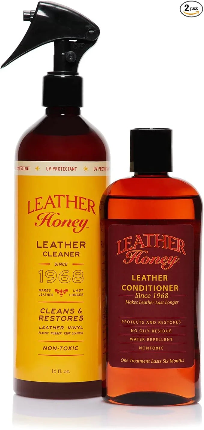 Leather Honey Cleaner and Conditioner Bundle with 16oz Spray Cleaner with UV Protectant and 8oz Conditioner - NeatNest